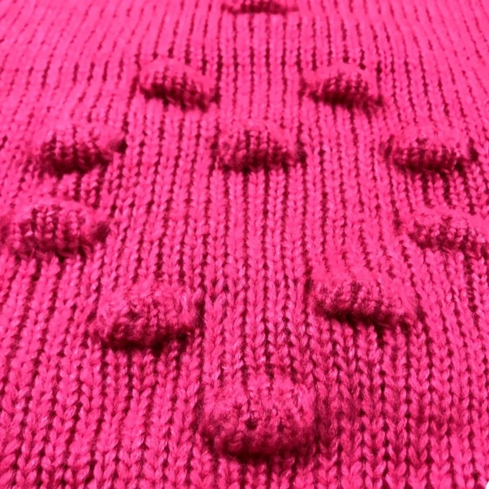 John + Jenn | Pink Raspberry Heart Bubbles Chunky Turtleneck Sweater Size Medium